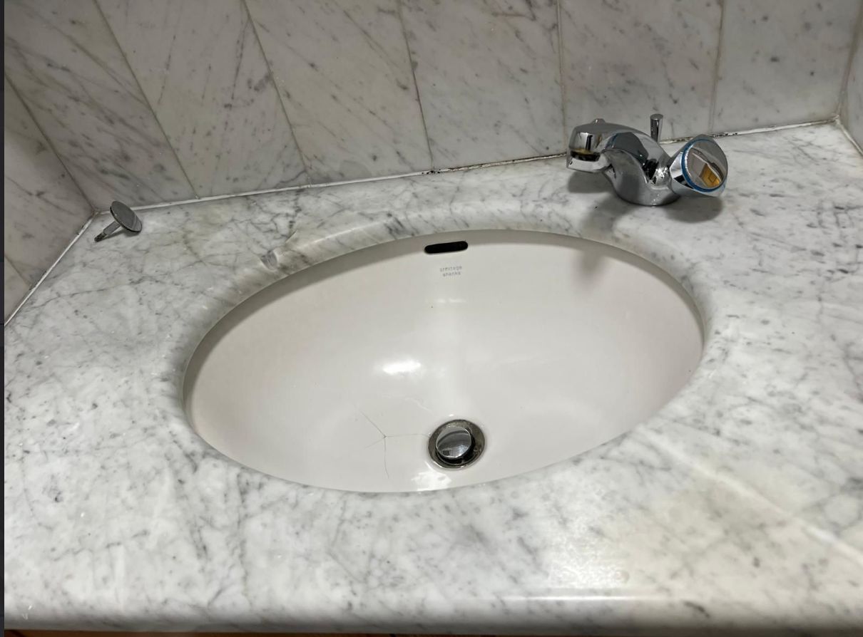 Marble sink after cleaning